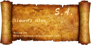 Simonfi Alex névjegykártya